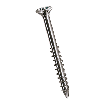 Oval countersunk head facade screws with very small head, partially thread and hexalobular socket T-STAR plus with CUT point (SPAX®), stainless steel A2, waxed