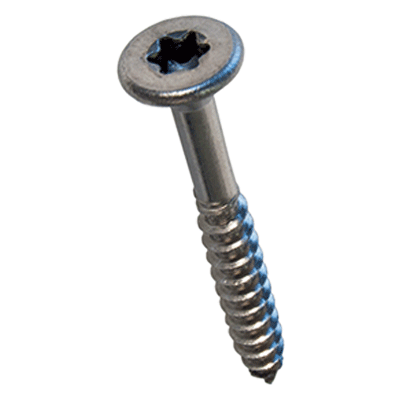 Hexalobular (6 Lobe) socket flat head countersunk screws, double neck chipboard screws, partially threaded, A2