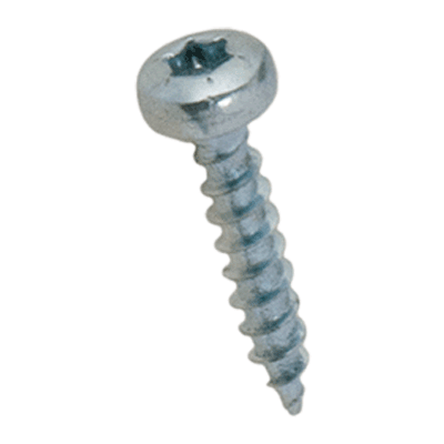 Hexalobular (6 Lobe) socket pan head chipboard screws, steel case-hardened, zinc plated blue