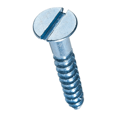 Slotted flat countersunk head wood screws (DIN 97), steel, zinc plated blue