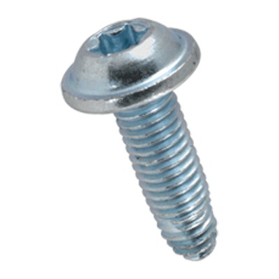 Pan head screws with pressed washer with hexalobular socket Torx®, fully threaded (EJOT SHEETtracs®; WN 5251), steel case-hardened 450 HV, zinc plated blue