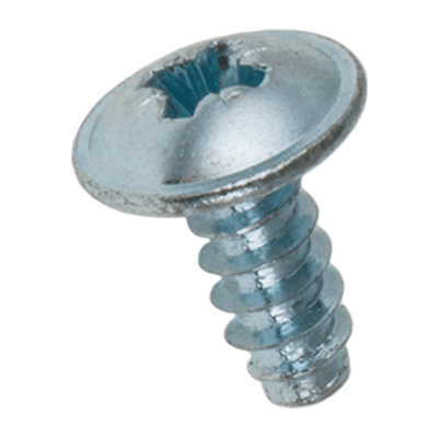 Pozi pan head tapping screws with collar, form Z and flat end type F (BS 4174), zinc plated blue