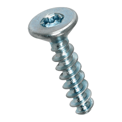 Flat countersunk head screws with hexalobular socket Torx plus® / Autosert®, fully threaded (EJOT PT®; WN 1423), steel heat-treated 380 HV, zinc plated blue
