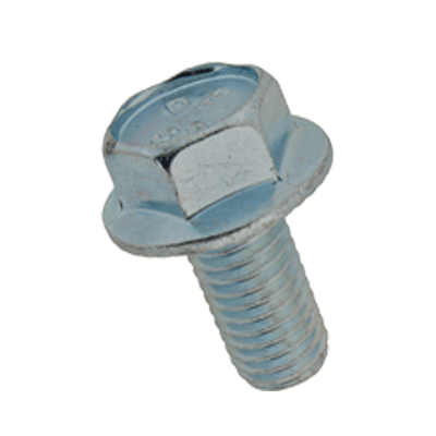 Serrated hex flange head cap screws (~DIN 6921), cl. 8.8, zinc plated blue