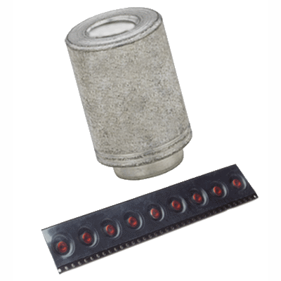 Surface mount spacers with through-hole with adhesive patch, on tape for PC boards