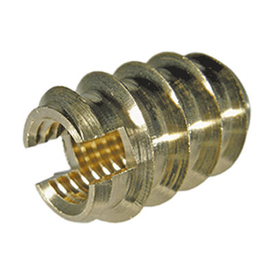 Self-cutting threaded inserts for wood and soft plastics (Ensat® 309), brass, plain
