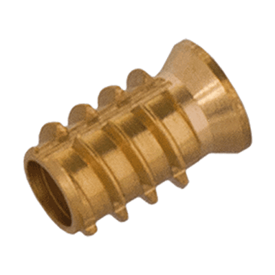 Self-cutting thread inserts with small head, for foam materials and wood (Tappex® FOAMSERT®), brass, plain