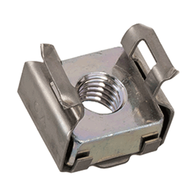 Earthing cage nuts with bent corners to guarantee grounding