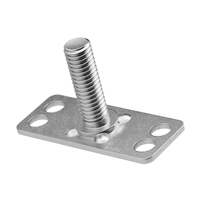 Fastener with threaded stud rectangular head 15 x 38 mm