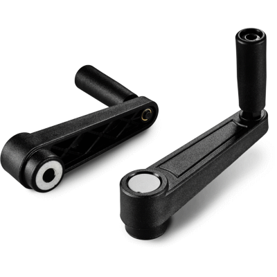 CRANK HANDLE WITH SMOOTH BORE INSERT AND REVOLVING HANDLE