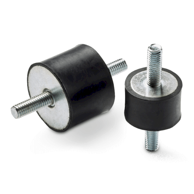 CYLINDRICAL ANTI-VIBRANTION MOUNT WITH DOUBLE THREADED STUD