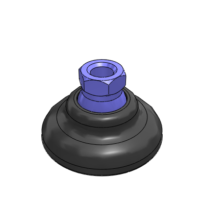 MOUNTING FOOT WITH BALL JOINT (R.24), HEXAGONAL BASE AND THREADED HOLE