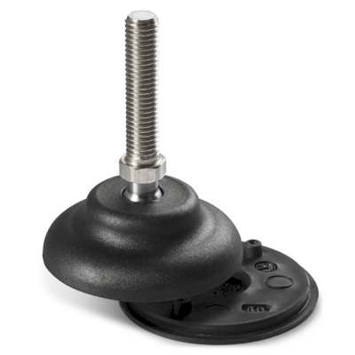 PÉS DE MONTAGEM EM PLÁSTICO COM ESTUDO DE AÇO INOX TIPO A R. 15 E BASE SEM SBS