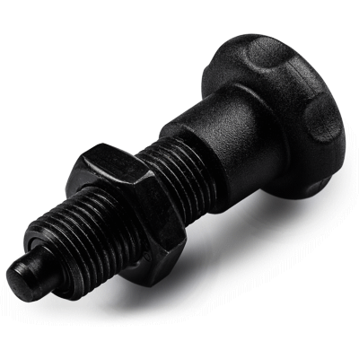 KNOB WITH STEEL INDEXING PLUNGER WITHOUT RING NUT - WITH LOCK NUT