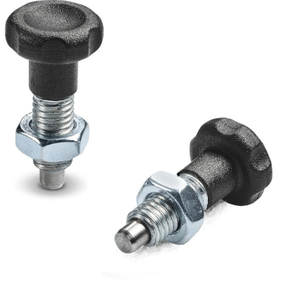 KNOB WITH STEEL INDEXING PLUNGER WITHOUT RING NUT - WITH LOCK NUT