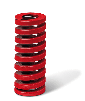High performance compression spring, LF, Colour Red, DIN ISO 10243