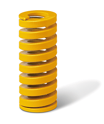 High performance compression spring, XLF, Colour Yellow, DIN ISO 10243