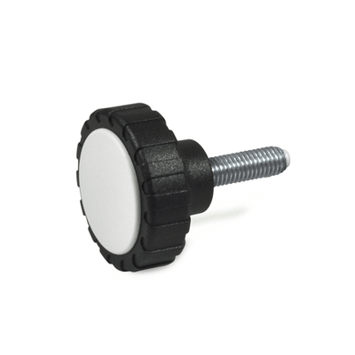 Knurled knobs with threaded stud, Type ZK, spherical pivot