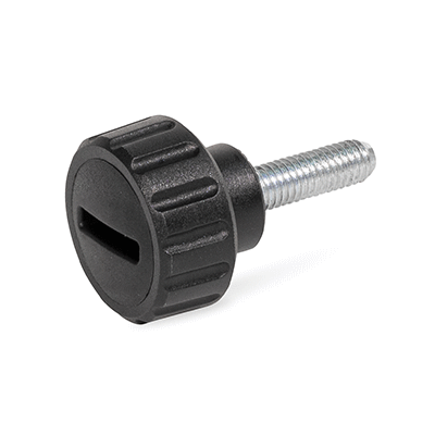 Knurled Screws, Plastic, Threaded Stud Steel