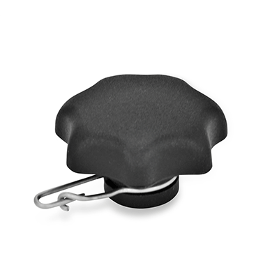 Star knobs with loss protection, Type A, only with retaining ring