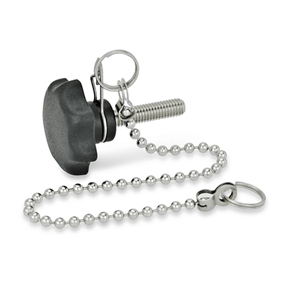 Star knobs with loss protection, Type K, with ball chain