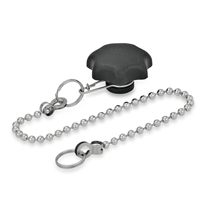 Star knobs with loss protection, Type K, with ball chain