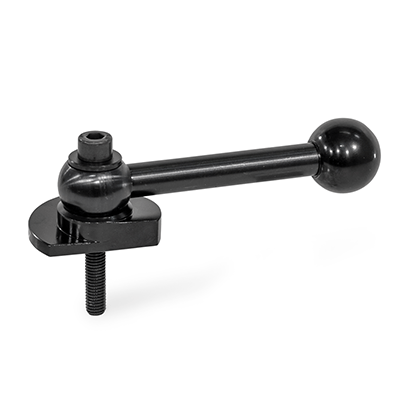 Clamping Bolts, Steel, Upward Clamping, Screw from the Operator's Side, Type GVS with ball lever, straight (serration)