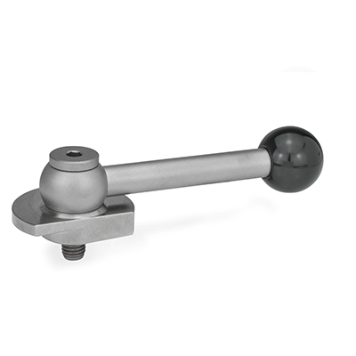 Clamping Bolts, Stainless Steel, Downward Clamping, with Threaded Bolt, Type GV with ball lever, straight (serration)