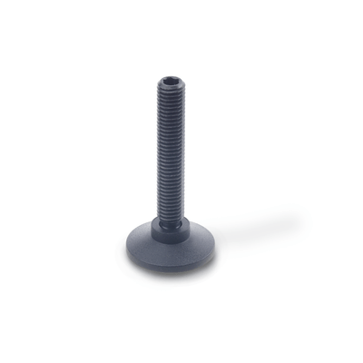 Ball Jointed Leveling Feet, Thrust Pad Plastic, Threaded Stud Steel