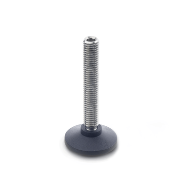 Ball Jointed Leveling Feet, Thrust Pad Plastic, Threaded Stud Stainless Steel