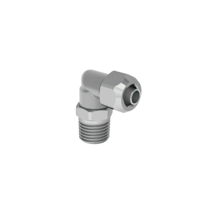 Swivelling elbow fitting, male