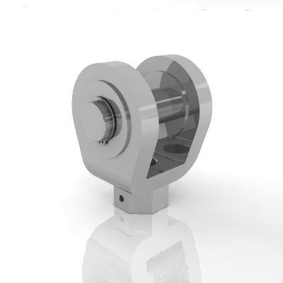 Fork joint hinge with pin