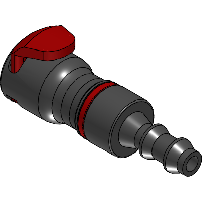 1/4" Locking Hose Barb Valved In-Line Liquid Cooling Coupling Body