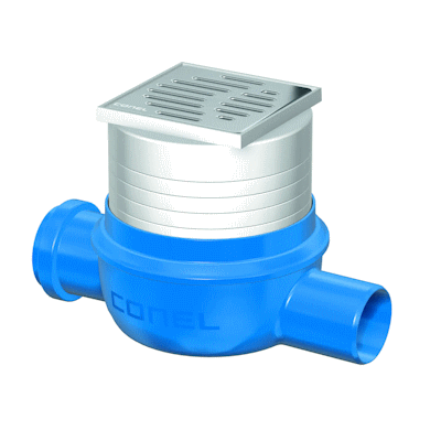 BODENABLAUF DRAIN DN50 WAAGER.SUPERFLACH CONEL ZULAUF DN50,MIT AUFSATZ,ROST 100MM