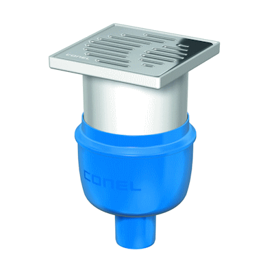 BODENABLAUF DRAIN DN 50 SENKRECHT CONEL MIT AUFSATZ, ROST 150MM