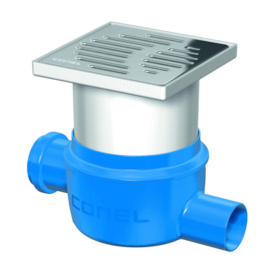 BODENABLAUF DRAIN DN 50 WAAGERECHT CONEL ZULAUF DN50,MIT AUFSATZ,ROST 150MM