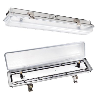 LED metallic linear light fitting for hazardous areas Zone 1, 2, 21, 22