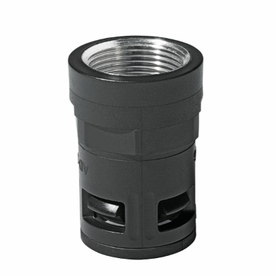 Plastic quick screw connector with inner thread made of nickel-plated brass PG acc. to DIN 40430