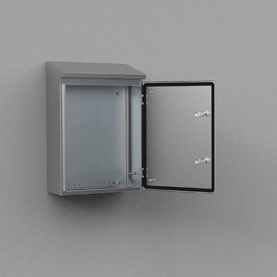 Armarios de fijación mural, en acero inoxidable y de una sola puerta con tejadillo integrado