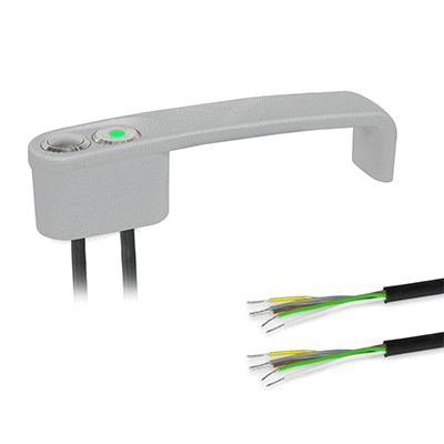 Cabinet U-Handles, Zinc Die Casting, with Electrical Switching Function / with Indicator Light, Type RO Button, latching, without LED, with Installation position 2, with Cable