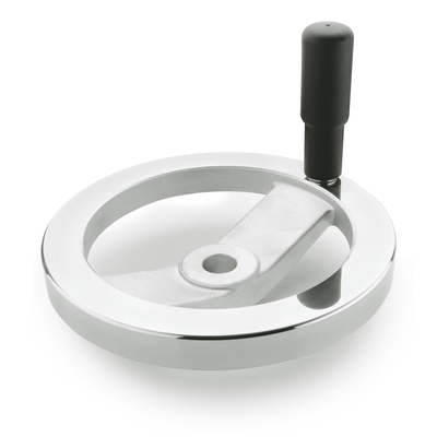 Spoked Handwheels, Aluminum, Plain, Rim Polished, Bore code K, With keyway DIN 6885-1 P9, Type R, With revolving handle