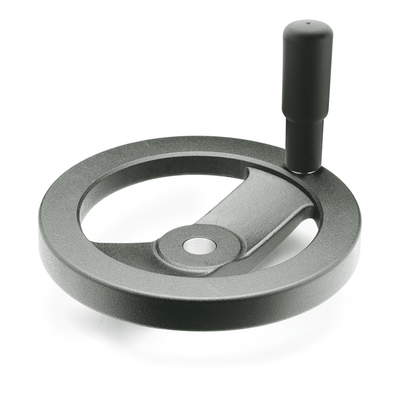 Handwheels, matt black plastic coated, without keyway, Type R, with revolving handle