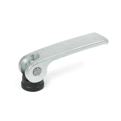 Stainless Steel-Clamping levers with eccentrical cam with internal thread, Type B, Plastic contact plate without setting nut