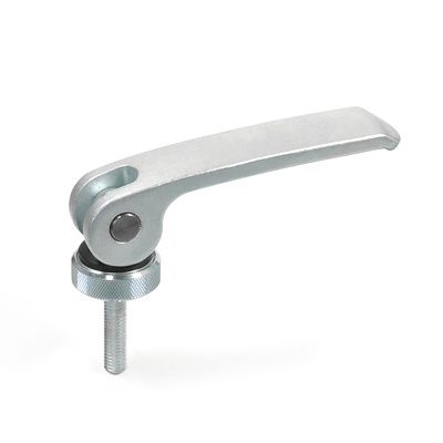 Stainless Steel-Clamping levers with eccentrical cam with threaded stud, Type A, Plastic contact plate with setting nut