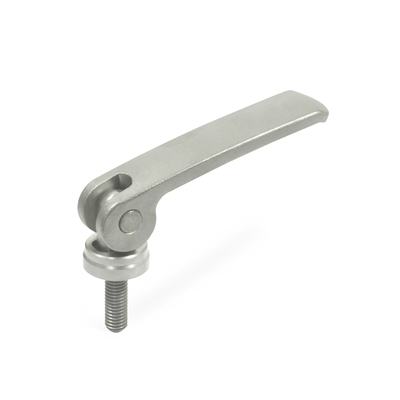 Stainless Steel-Clamping levers with eccentrical cam with threaded stud, Type B, Stainless Steel contact plate without setting nut