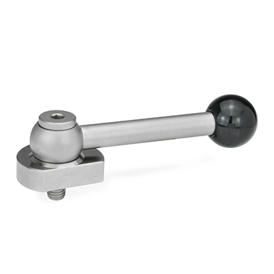 Eccentric Cams, Stainless Steel, Radial Clamping, with Threaded Bolt, Type GV with ball lever, straight (serration)