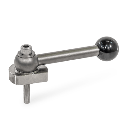 Eccentric Cams, Stainless Steel, Radial Clamping, Screw from the Operator's Side, Type GVS with ball lever, straight (serration)