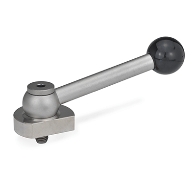 Eccentric Cams, Stainless Steel, Radial Clamping, with Threaded Bolt, Type KV with ball lever, angular (serration)