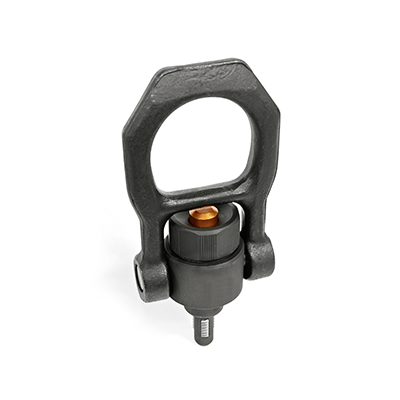 Gewindetragbolzen, Stahl, selbstsichernd, mit drehbarem Schäkel