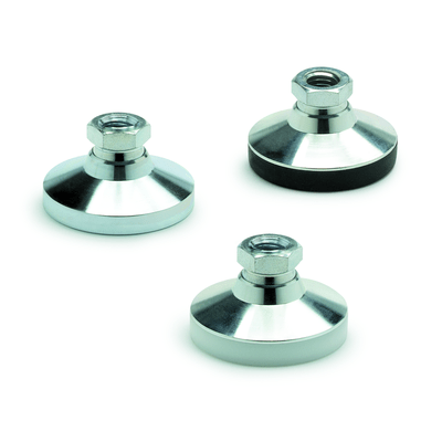 Levelling feet, Steel zinc plated, Internal thread, Type KR, with plastic cap, non-gliding